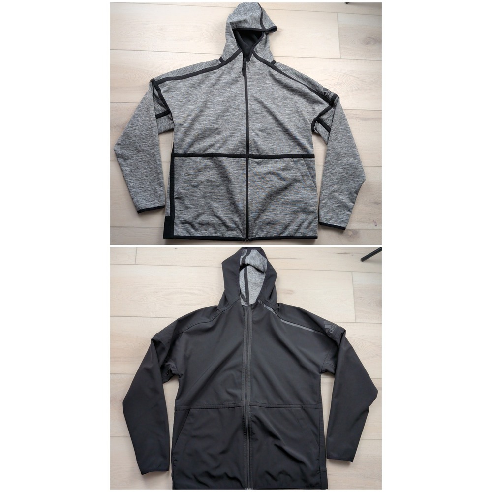 Adidas ZNE Reversible Full Zip Hoodie Mens Medium Grey Black CG0248 Jacket